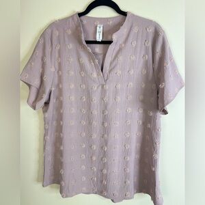 Blooming Jelly Mauve Short Sleeve Blouse with Textured Dots -Size XL